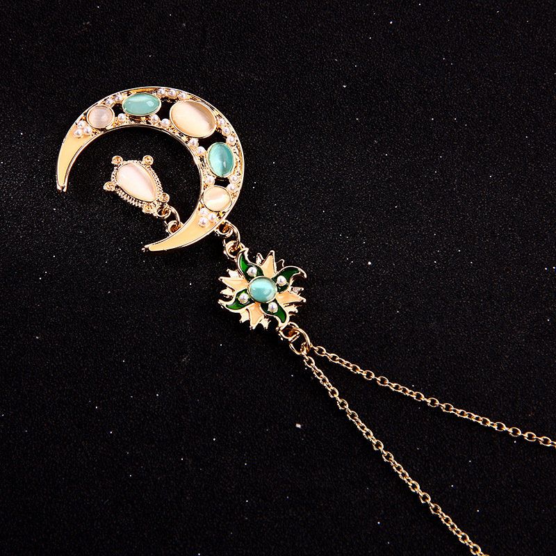 Retro Dragonfly Sun Flower Halskjede Rhinestone Star Moon Anheng For Kvinner