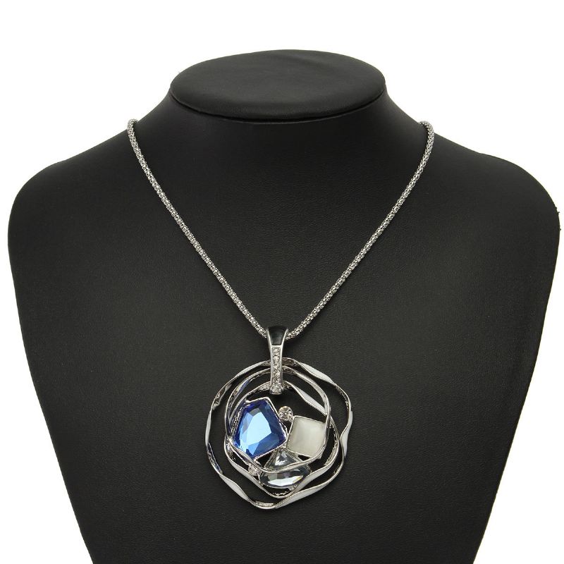 Trendy Anheng Halskjede Crystal Circle Rhinestone