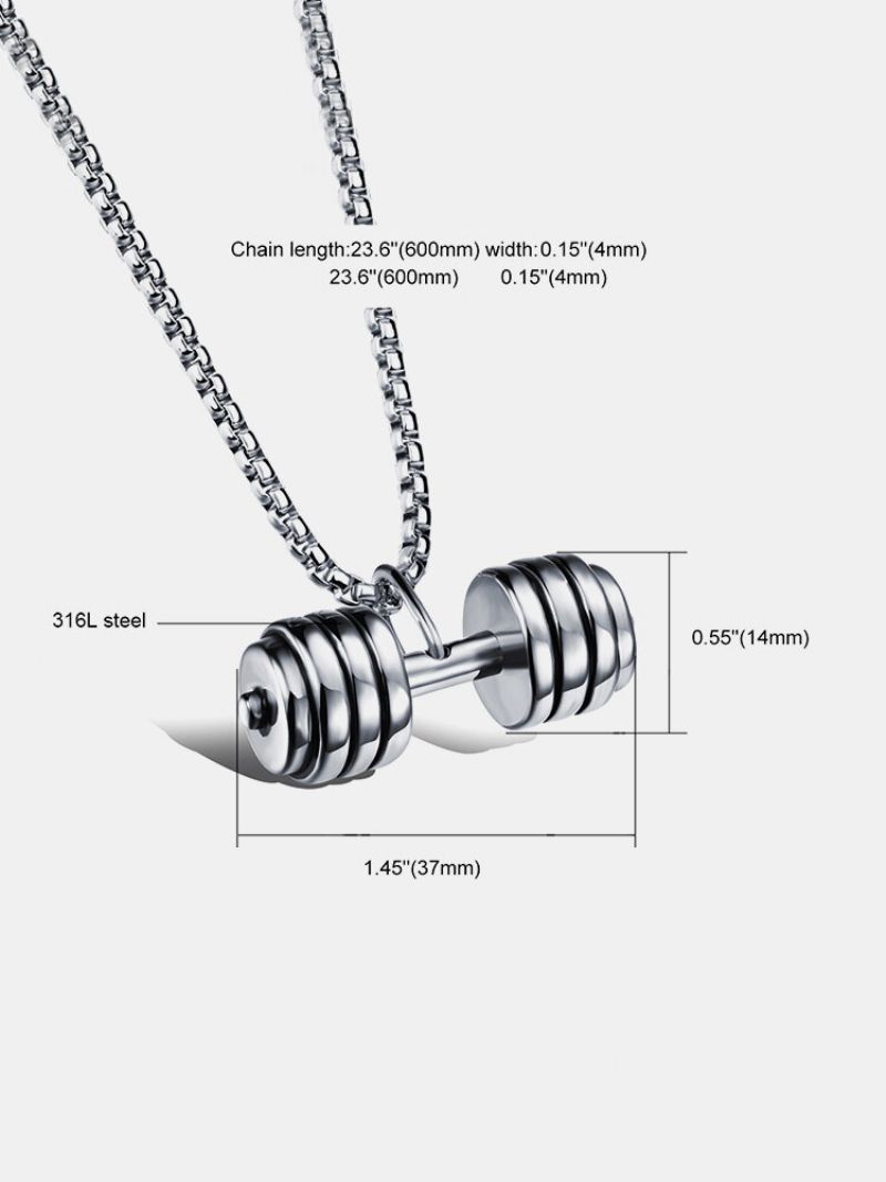 Trendy Dumbbell-formet Anheng Titan Stål Halskjede For Menn