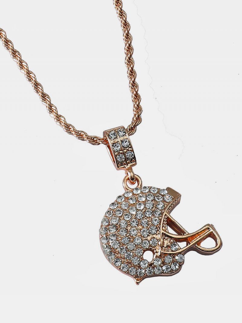 Trendy Hip Hop Full Rhinestones Rugby Hat Shape Anheng Legering Chain Halskjede