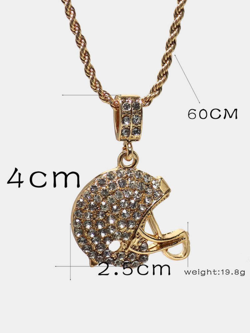 Trendy Hip Hop Full Rhinestones Rugby Hat Shape Anheng Legering Chain Halskjede