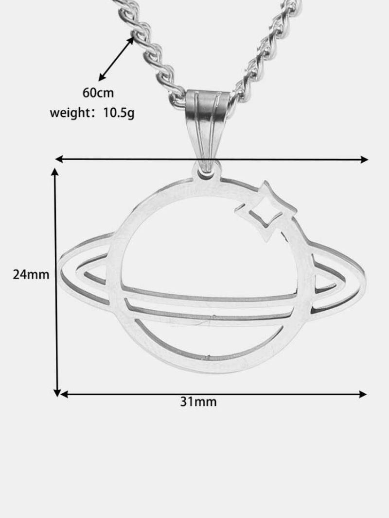 Trendy Hip Hop Hul Planet-formet Anheng Kjede Titan Stål Halskjede