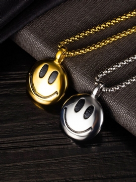 Trendy Stilig Smil Ansiktsmønster Geometrisk Form Titan Stål Halskjede