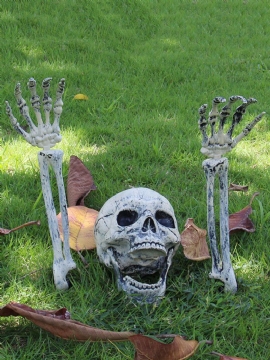 1 Pc Halloween Haunted Skull House Realistisk Bones Head And Hands Set Graveyard Scene Cosplay Diy Skrekkfestdekorasjoner