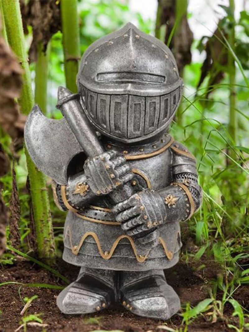 1 Pc Harpiks Ridder Gnomes Hage Krigsstatue Hagedekor Desktop Ornament Skulptur Soldat Miniatyr Figur Collection Home Decor