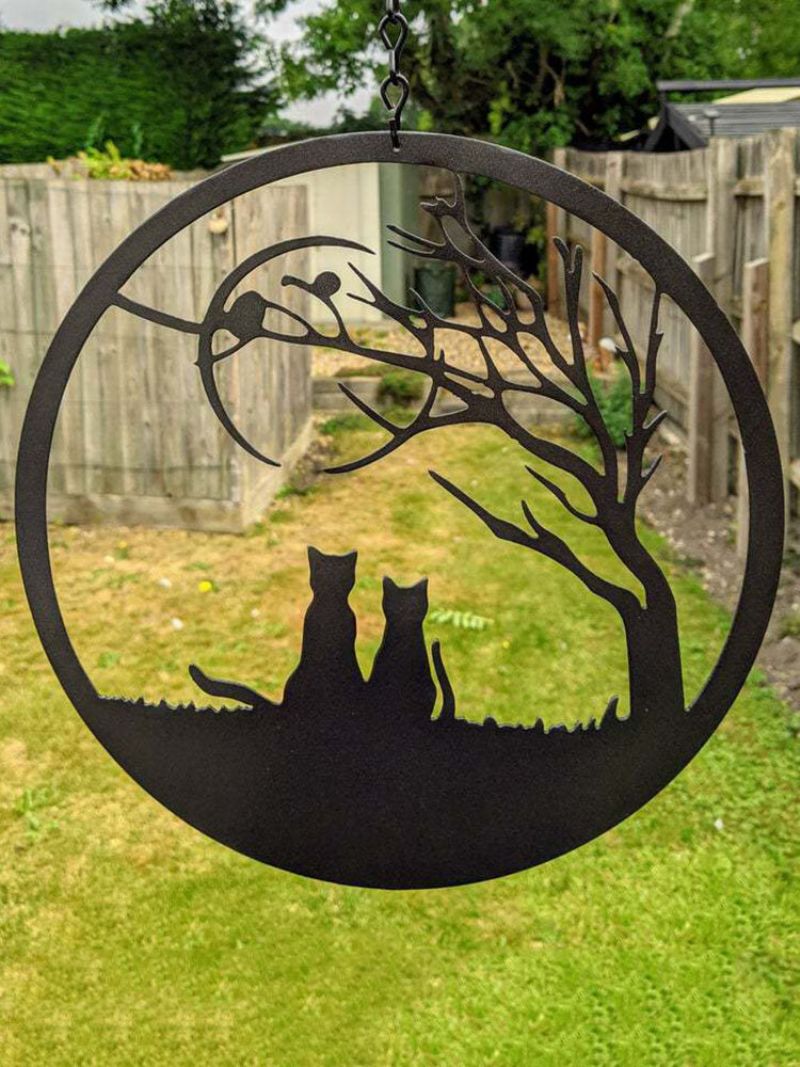 1 Pc Hengende Metallanheng Lonely Fox Cat Shape Craft Chain Window Ornament Home Garden Decoration