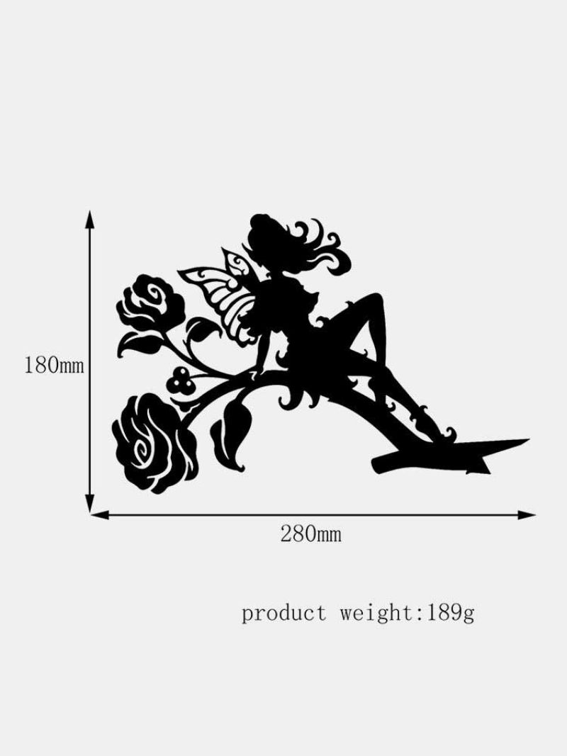 1 Stk 2d Rose Butterfly Alf Hage Fairy Dekoration Stake Metall Art Silhouette Setting Ornament For Outdoor