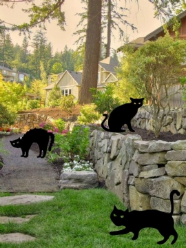 1 Stk Akryl Black Cat Shape Hage Utendørs Dekorasjon Plen Gjerde Innsatskort