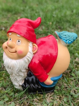 1 Stk Harpiks Gnome Dverg Flirting Hvitt Skjegg Statuer Bøyd Over For Å Avsløre Rumpa Fugl Plen Dekorasjoner Innendørs Utendørs Julehage Ornament