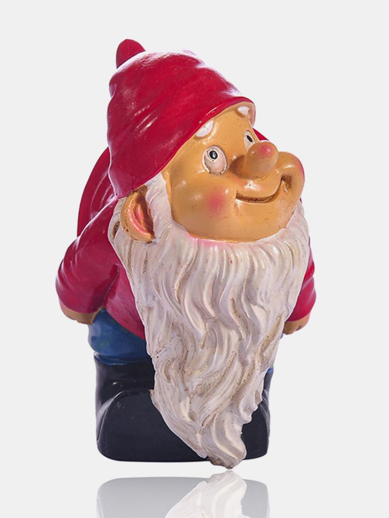 1 Stk Harpiks Gnome Dverg Flirting Hvitt Skjegg Statuer Bøyd Over For Å Avsløre Rumpa Fugl Plen Dekorasjoner Innendørs Utendørs Julehage Ornament