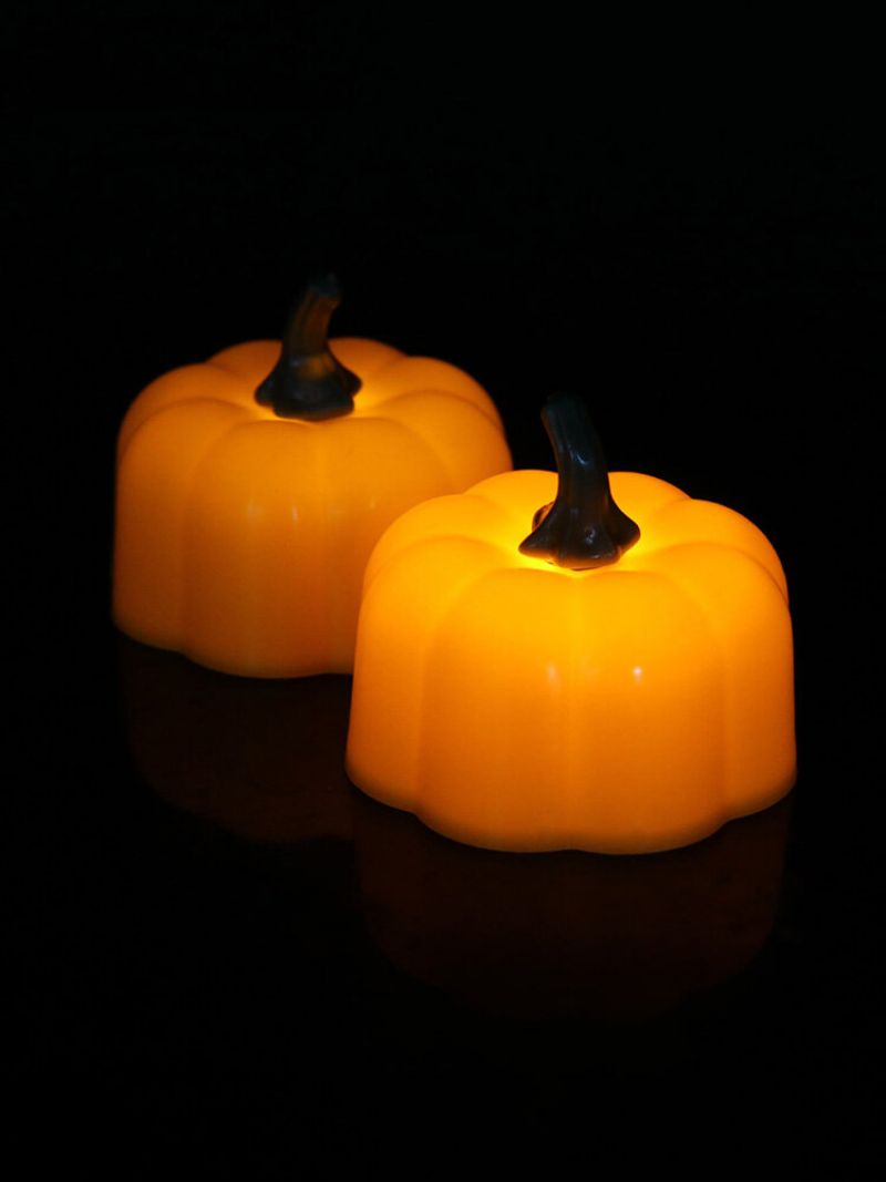 12 Stk Halloween Gresskar Led-lys Mini Nattlys Til Festival Julepynt Barn Gave Edderkoppnett Gresskarlampe