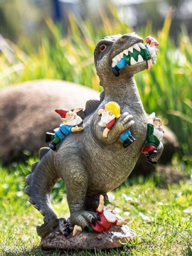 1pc Dinosaur Spise Gnomes Dverger Hage Kunst Utendørs Ornament Tyrannosaurus Barneleker Skaper Dyr