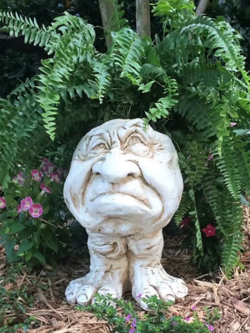 1pc Funny Expression Muggly's The Face Statue Plantemaskin Hage Garn Skulptur Dekor Blomsterplantepotte