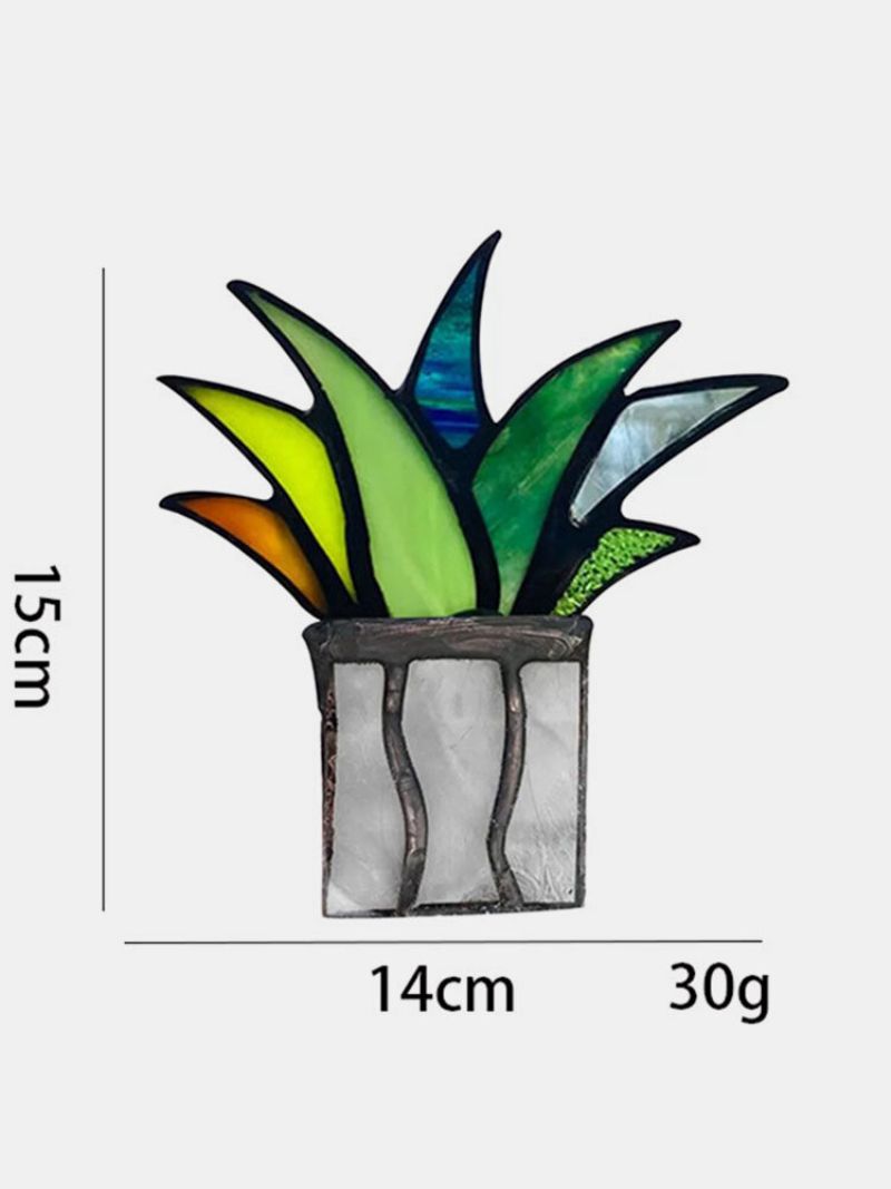 Akryl Suncatcher Stained Agave Aloe Potteplante Blomsterpotte Hage Hjem Ornament