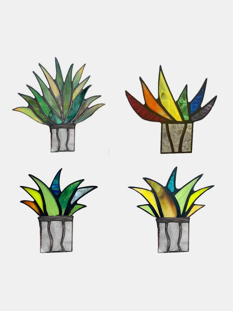 Akryl Suncatcher Stained Agave Aloe Potteplante Blomsterpotte Hage Hjem Ornament