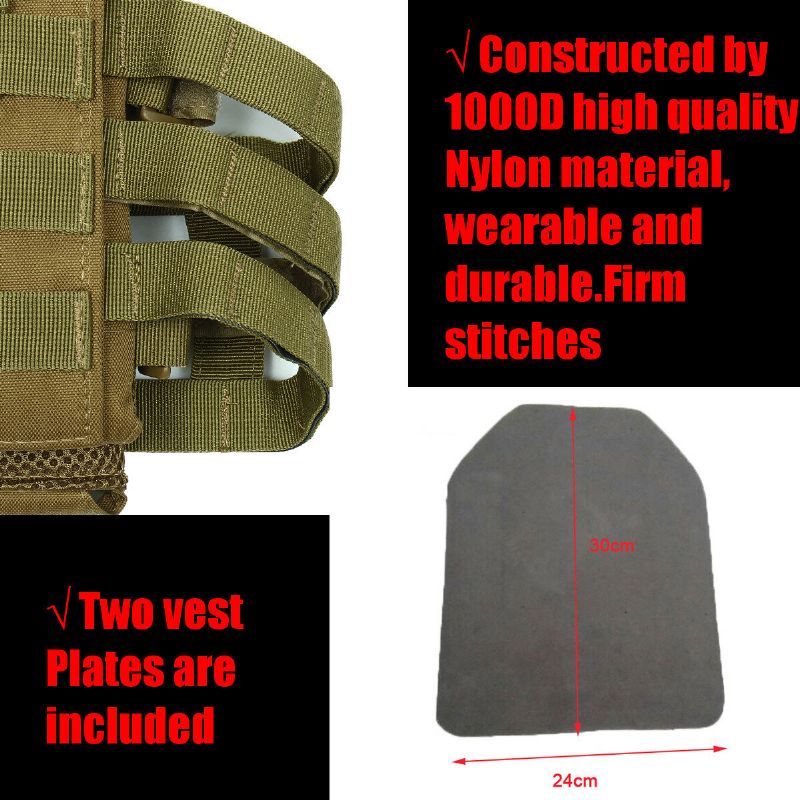 Lettvekt Molle Tactical Armor Plate Carrier Jpc Vest M/ Mag Pouches