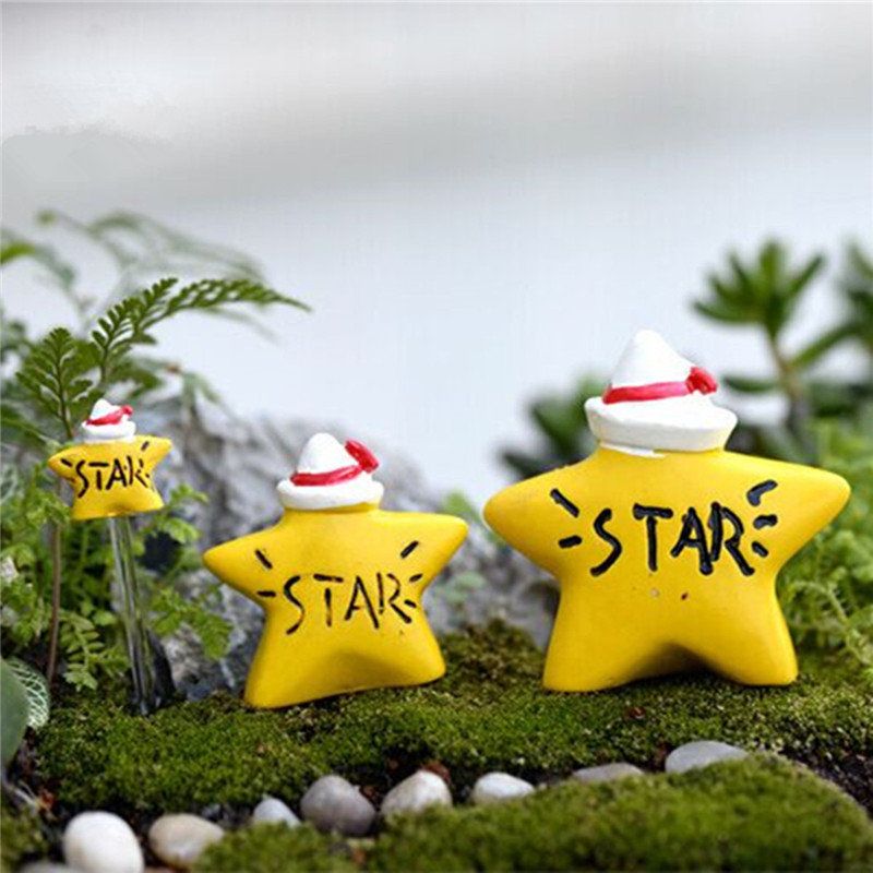 Micro Yellow Star Landskap Harpiks Potteplante Microlandschaft Garden Diy Ornaments