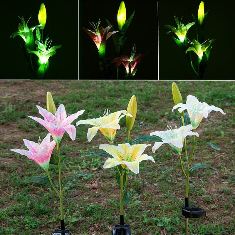 Solenergi Flower Hage Stake Landskap Lampe Utendørs Yard Lily Light