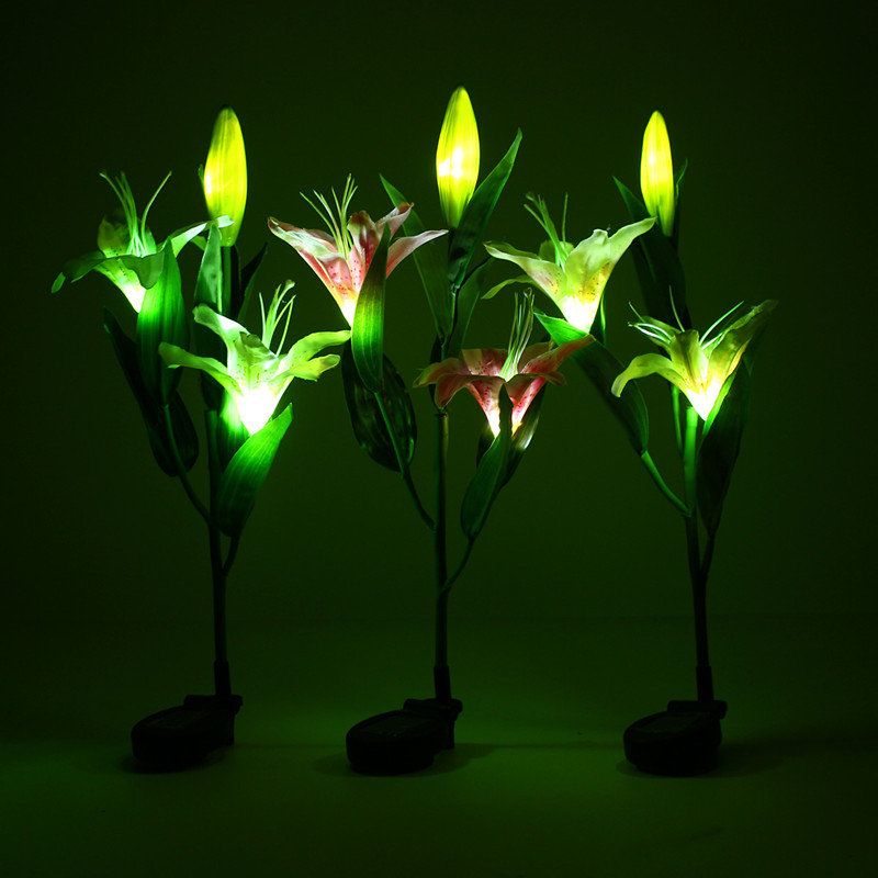 Solenergi Flower Hage Stake Landskap Lampe Utendørs Yard Lily Light