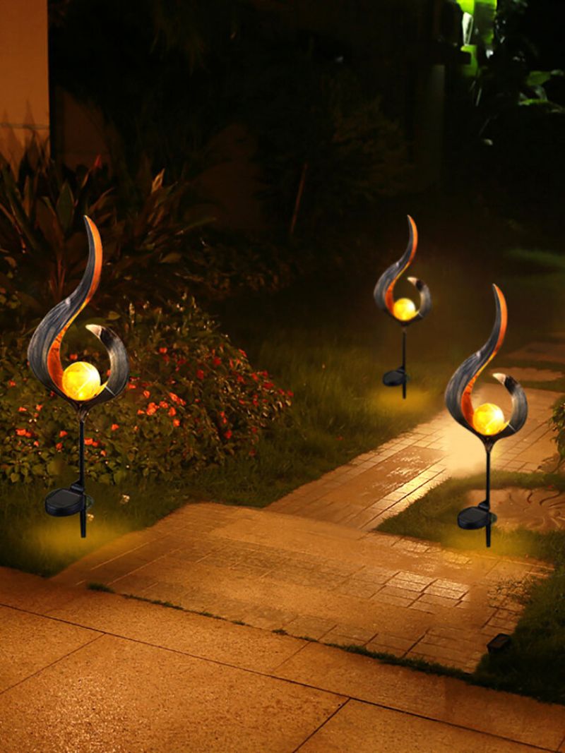 Solenergi Metall Led Ornament Landskapslys Utendørs Flammeeffekt Plen Yard Hage