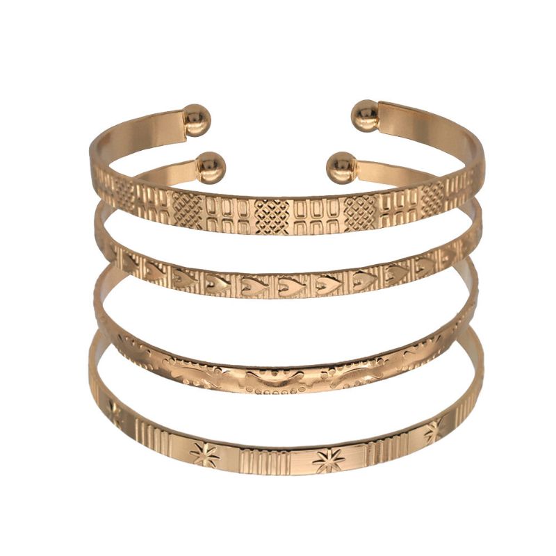 4 Stk Armbåndsett Trendy Kreativ Gull Åpning Hjerte Stjerne Måne Design Dame Armbånd Smykker