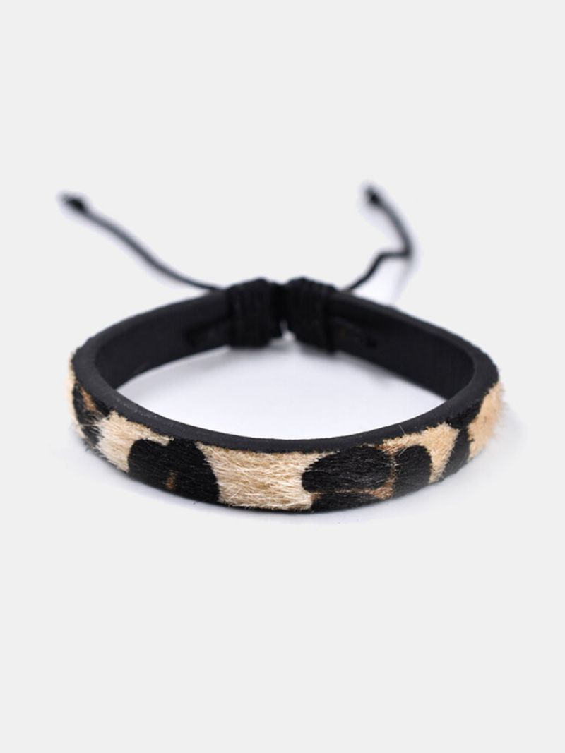 4 Stk Etnisk Leopard Armbåndsett For Kvinner Vintage Musikkhodeskalle Håndlaget Kombinasjonsskinnarmbånd