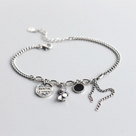 Antikke 925 Sterling Sølv Utleie Toxen Teddy Bear Charm Armbånd