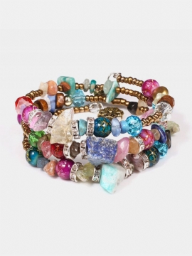 Bohemian Crystal Multi-layer Armbånd Retro Stil Agat For Kvinner