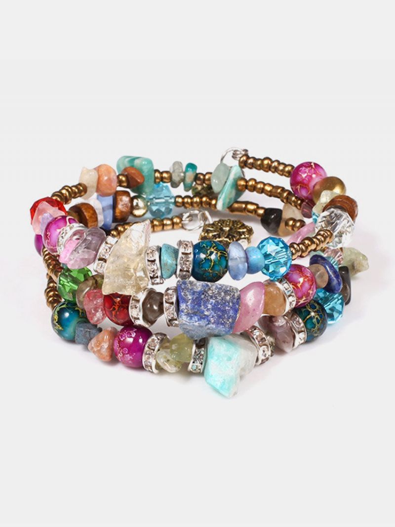 Bohemian Crystal Multi-layer Armbånd Retro Stil Agat For Kvinner