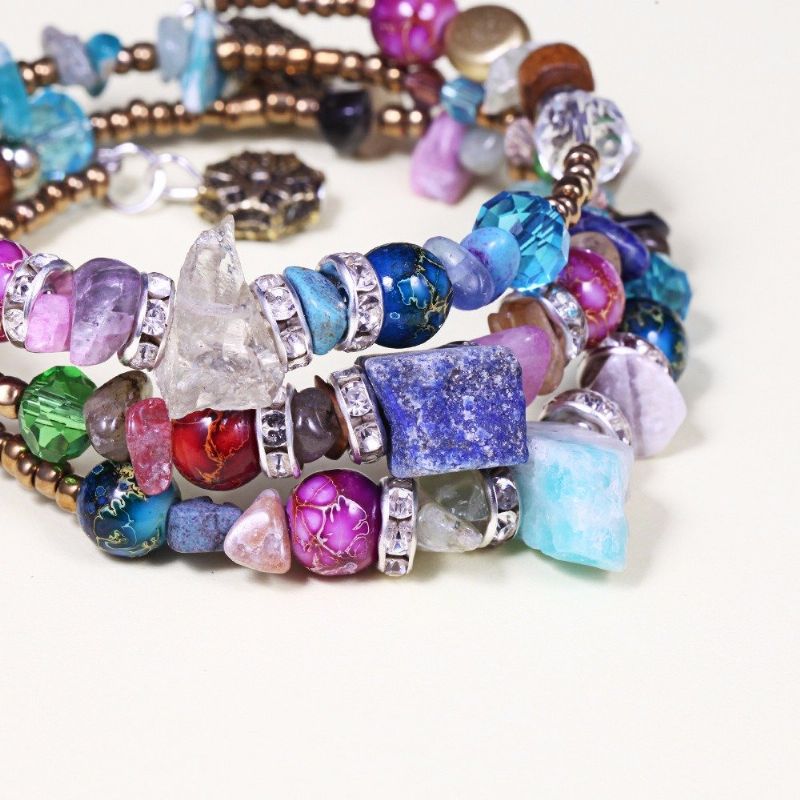 Bohemian Crystal Multi-layer Armbånd Retro Stil Agat For Kvinner