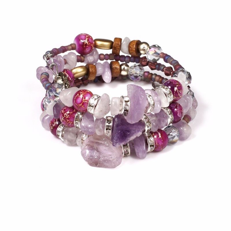 Bohemian Crystal Multi-layer Armbånd Retro Stil Agat For Kvinner