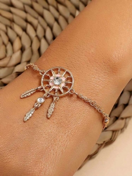 Bohemian Geometrisk Hul Metall Rhinestones Dreamcatcher Anheng Kjede Armbånd