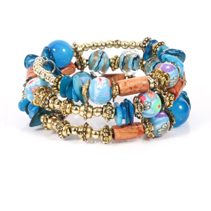 Bohemian Glass Trykt Perle Armbånd Multi-lag Retro Stil For Kvinner