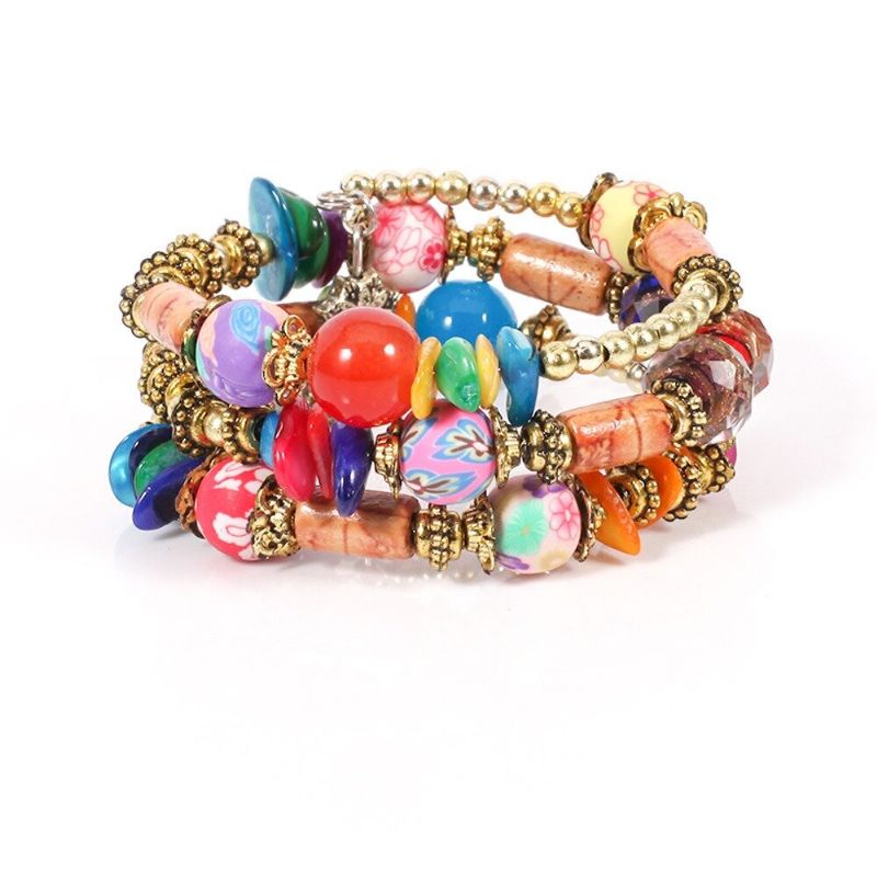 Bohemian Glass Trykt Perle Armbånd Multi-lag Retro Stil For Kvinner