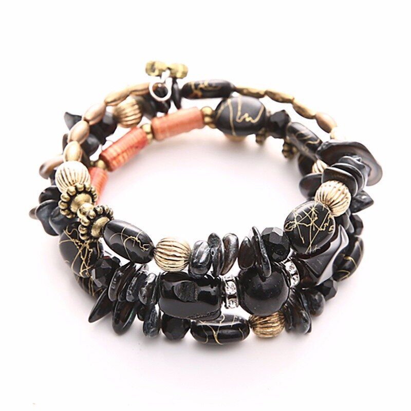 Bohemian Gravel Multi Layer Armbånd Turkis For Women Wrap