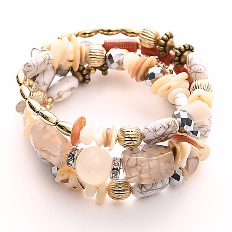 Bohemian Gravel Multi Layer Armbånd Turkis For Women Wrap