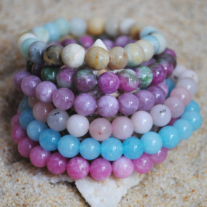 Bohemian Multicolor Crystal Beaded Armbånd Ametyst Elastisk Tau Dusk Anheng Dame Smykker