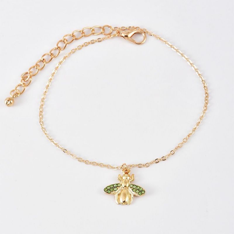 Boho Style Foot Ornament Shell Diamond Bee Pendant Anklet Fire-piece For Ladies