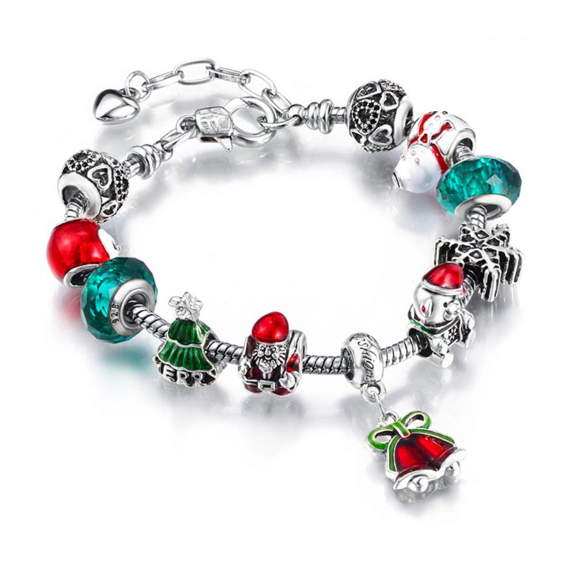 Håndlaget Gjør-det-selv-armbånd Julepynt Santa Bells Alloy Big Bead Armbånd