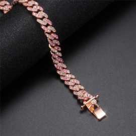 Hot Sale 3 Mini Rosa Zircon Cuban Chain Diy Personlig Hip-hop Par Armbånd Med 2-farge Moq 1stk