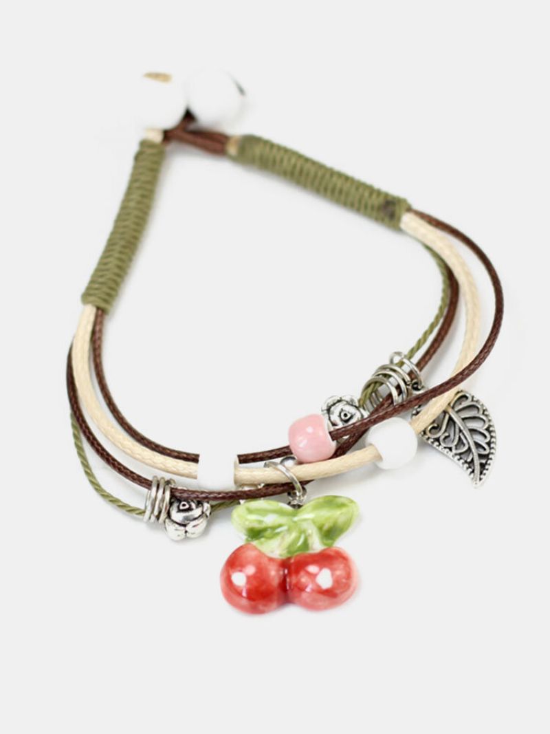 Keramikk Legering Vintage Søt Frukt Cherry Strawberry Armbånd