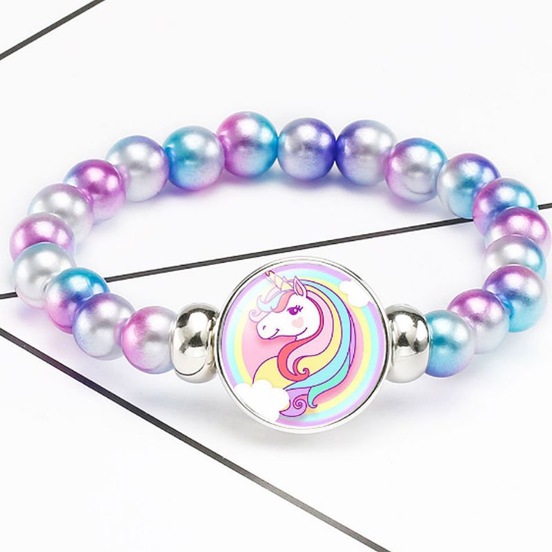 Nydelig Unicorn Armbånd For Barn Kreativ Mote Tegneserie Tilbehør Fargerike Perler Smykker Bursdagsgave