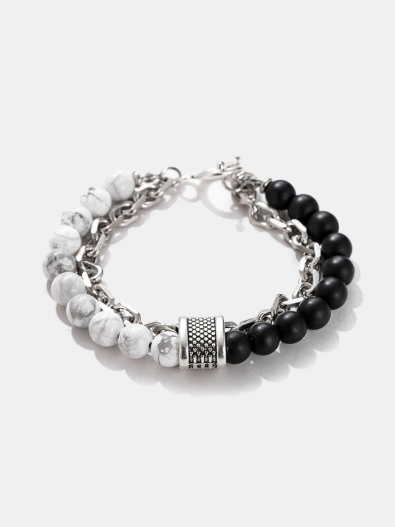 Punk Alloy Frosted Stone Chain Armbånd