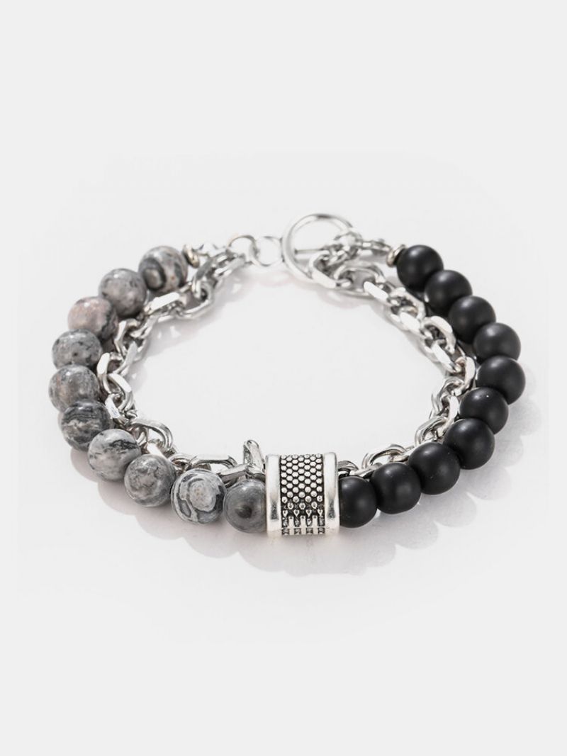 Punk Alloy Frosted Stone Chain Armbånd