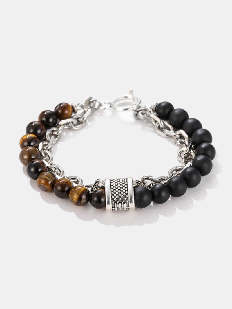 Punk Alloy Frosted Stone Chain Armbånd