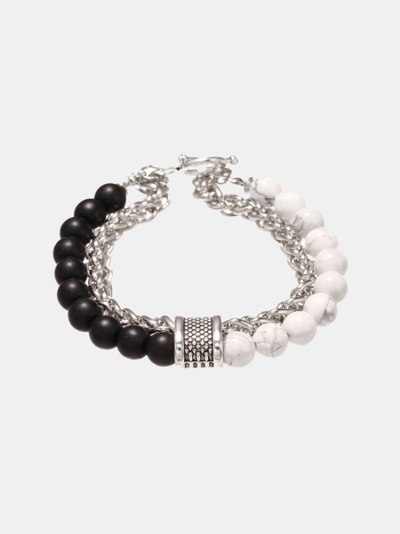 Punk Alloy Frosted Stone Chain Armbånd