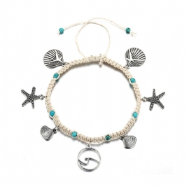 Starfish Beach Kvinners Anklet Shell Sea Wave Weave Anheng Tilbehør For Hender Og Føtter