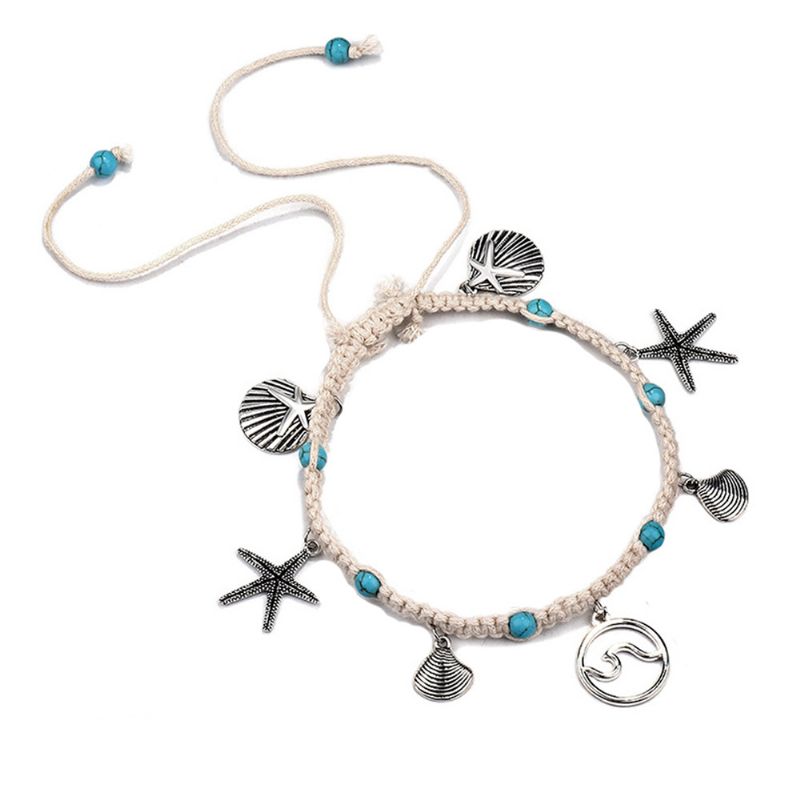 Starfish Beach Kvinners Anklet Shell Sea Wave Weave Anheng Tilbehør For Hender Og Føtter