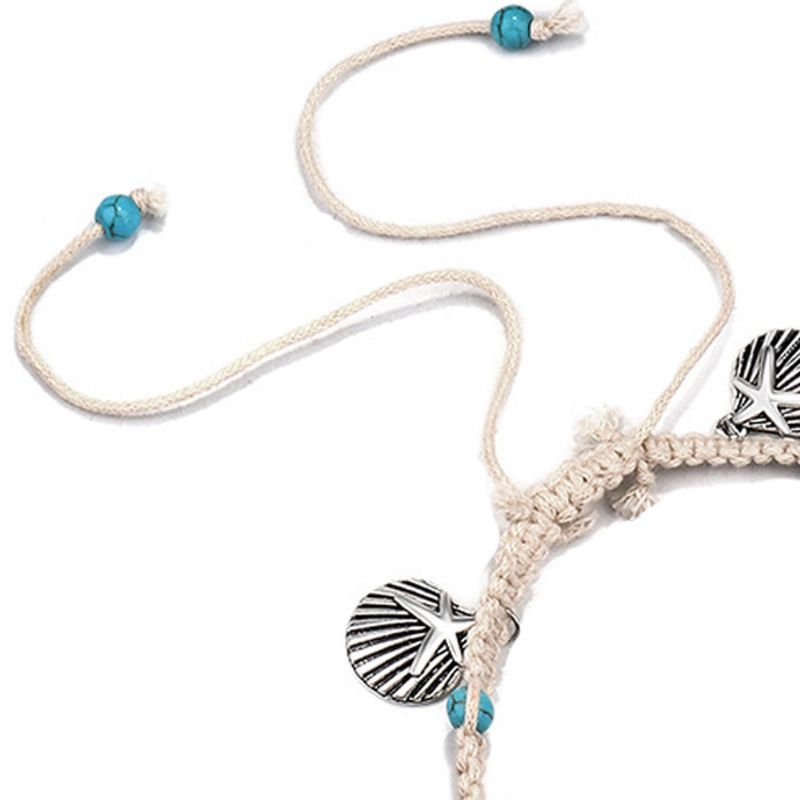 Starfish Beach Kvinners Anklet Shell Sea Wave Weave Anheng Tilbehør For Hender Og Føtter