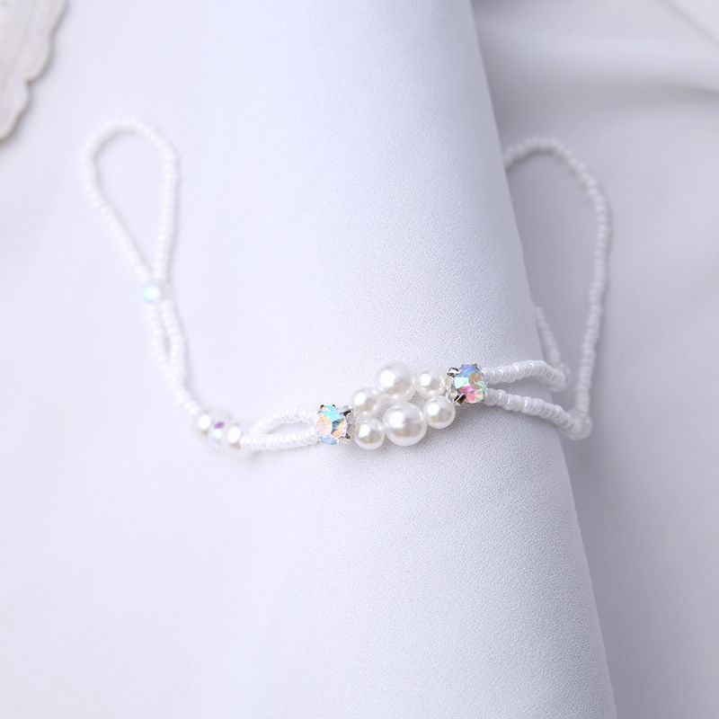 Summer Fresh Pearl Diamond Crystal Beaded Anklet Beach Enkel Sexy Toe Chain